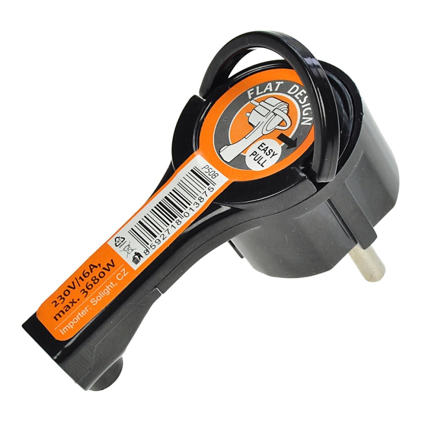 Ficha angular 230V/16A preta