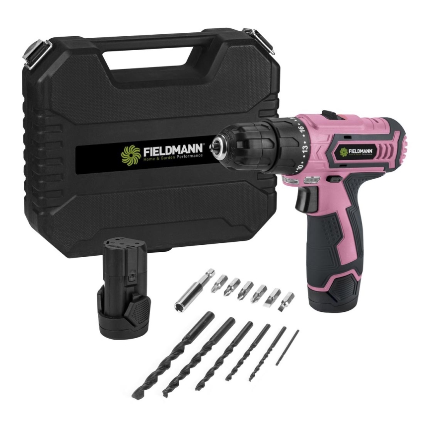 Fieldmann - Berbequim sem fios com acessórios 12V 1300 mAh rosa/preto