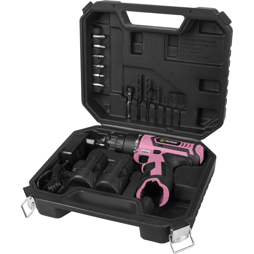 Fieldmann - Berbequim sem fios com acessórios 12V 1300 mAh rosa/preto