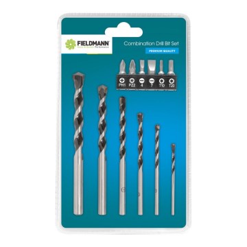 Fieldmann - Conjunto de brocas para alvenaria + bits 12 pcs cromado