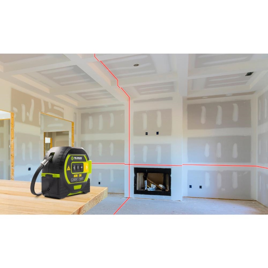 Fieldmann - Medidor de distâncias a laser com ecrã LED e medidor de precisão 2xAA