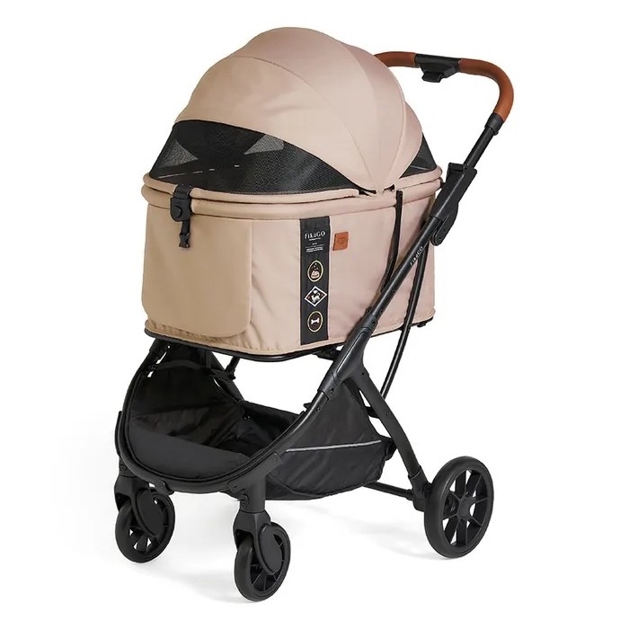 Fikago - Carrinho de passeio para cães e gatos AGILE HUGGY bege