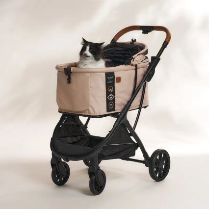 Fikago - Carrinho de passeio para cães e gatos AGILE HUGGY bege