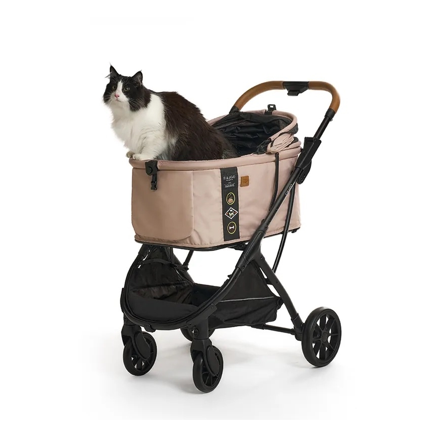 Fikago - Carrinho de passeio para cães e gatos AGILE HUGGY bege