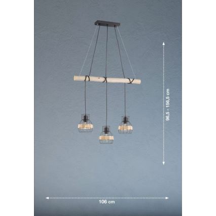 Fischer & Honsel 60798 - Candelabro suspenso STRAW 3xE27/40W/230V