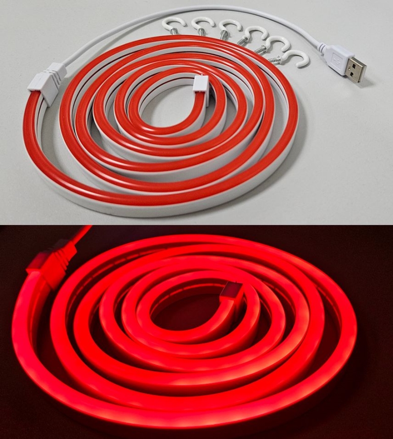 Fita LED Flexível NEON LED/5V USB 1,8 m vermelho