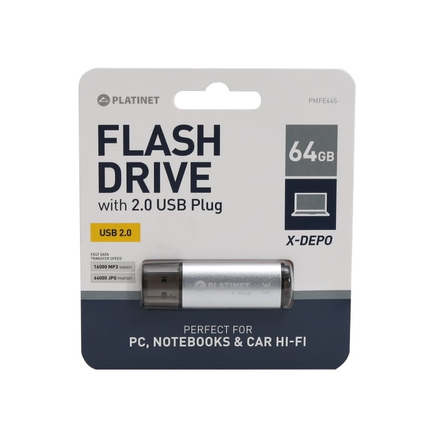 Flash Drive USB 64GB Prateada