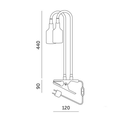 Flexível candeeiro de mesa com clipe para o cultivo de plantas PLANTY 2xE27/30W/230V branco