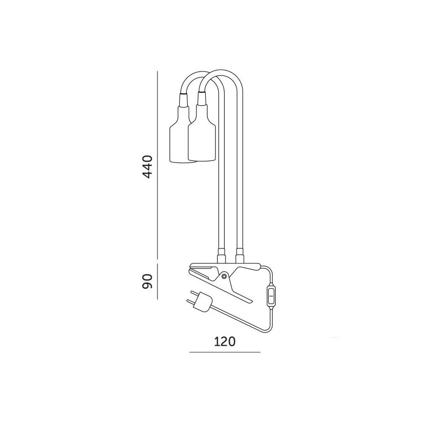 Flexível candeeiro de mesa com clipe para o cultivo de plantas PLANTY 2xE27/30W/230V branco