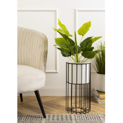 Floreira de metal LOFT 42x20 cm preto/branco
