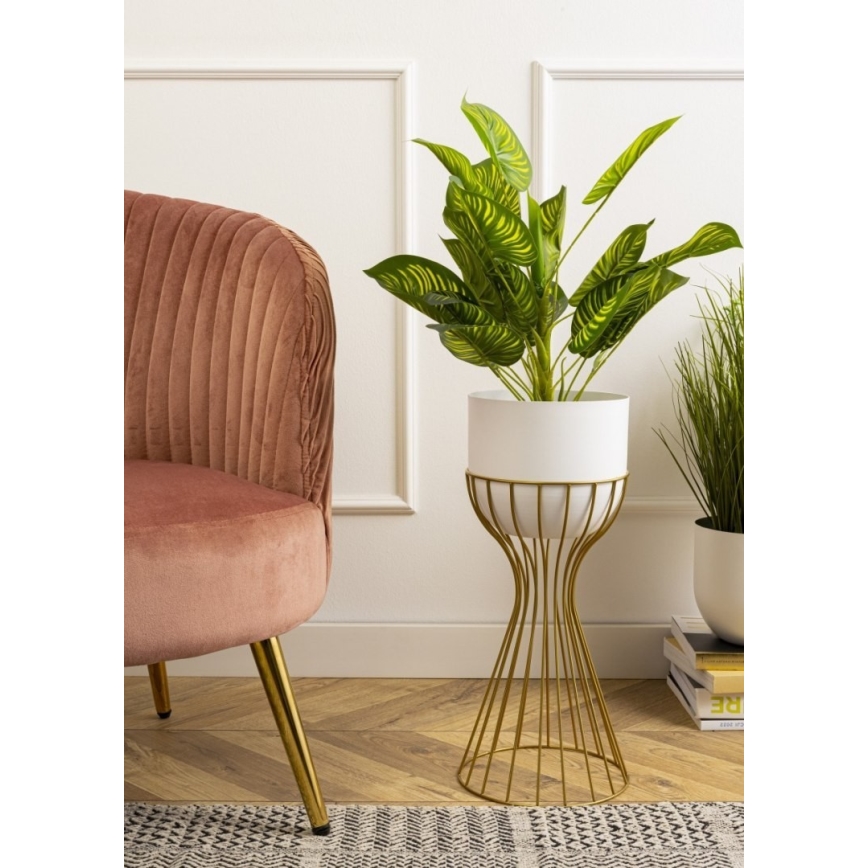 Floreira de metal LOFT 46x20 cm dourada/branco