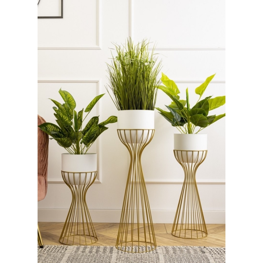 Floreira de metal LOFT 46x20 cm dourada/branco