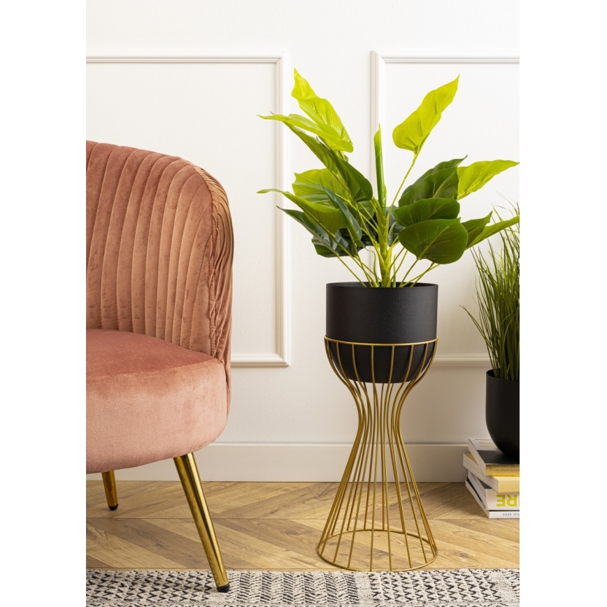 Floreira de metal LOFT 46x20 cm dourada/preto