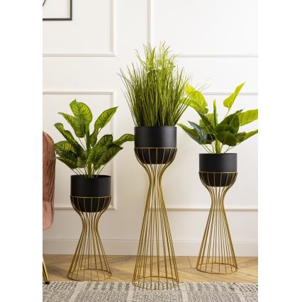 Floreira de metal LOFT 46x20 cm dourada/preto