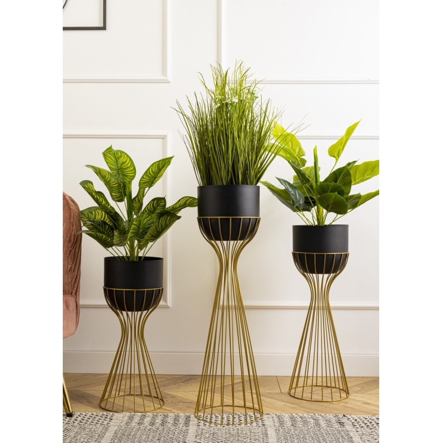 Floreira de metal LOFT 46x20 cm dourada/preto