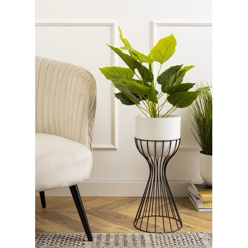 Floreira de metal LOFT 46x20 cm preto/branco
