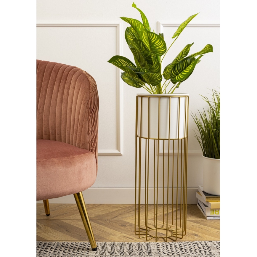 Floreira de metal LOFT 55x20 cm dourada/branco