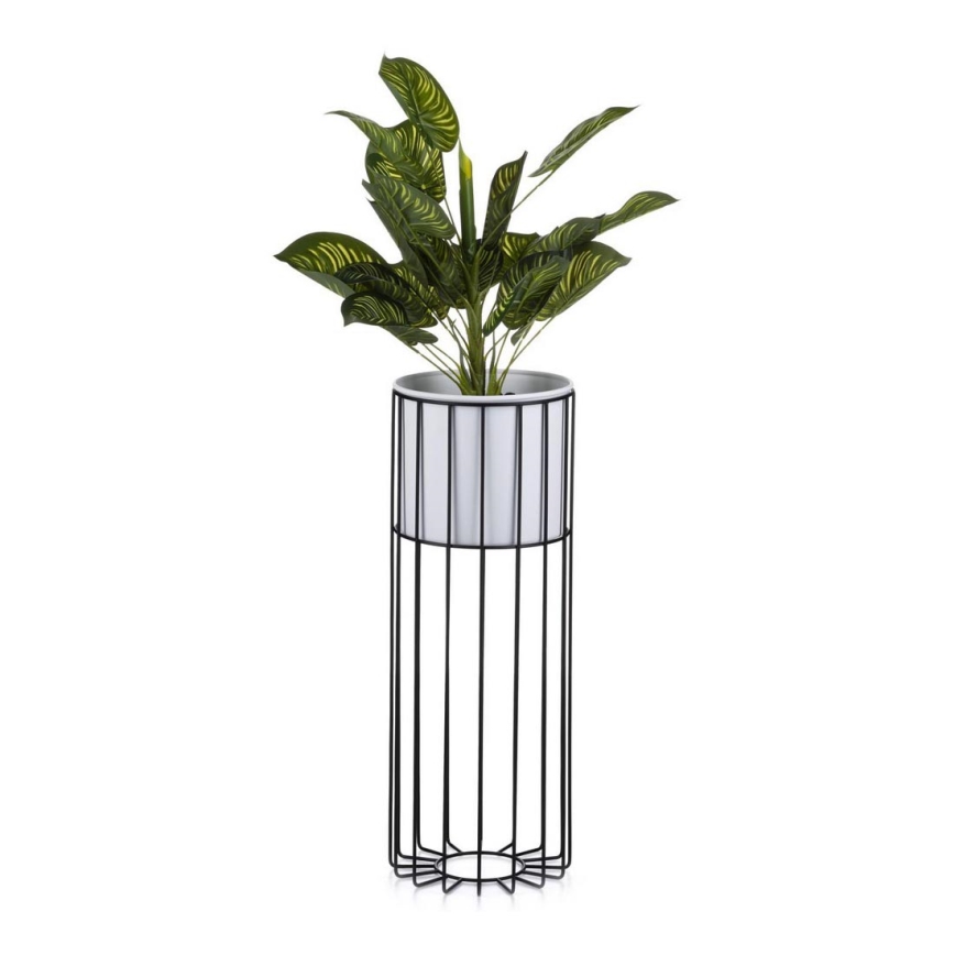 Floreira de metal LOFT 55x20 cm preto/branco
