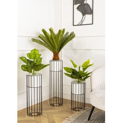 Floreira de metal LOFT 55x20 cm preto/branco