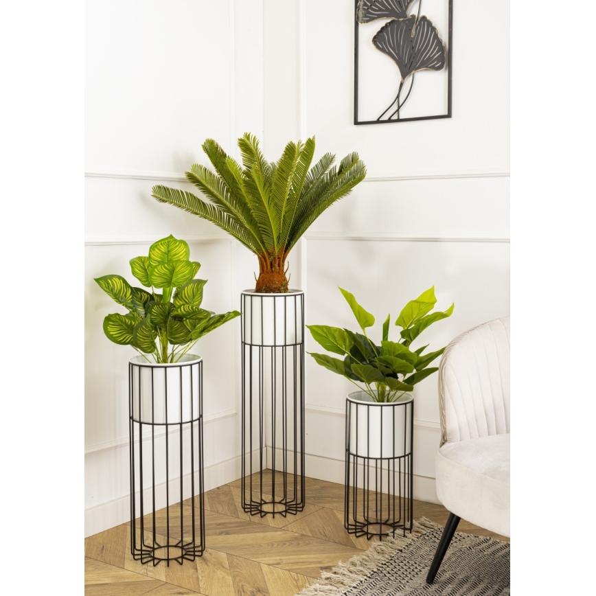 Floreira de metal LOFT 55x20 cm preto/branco
