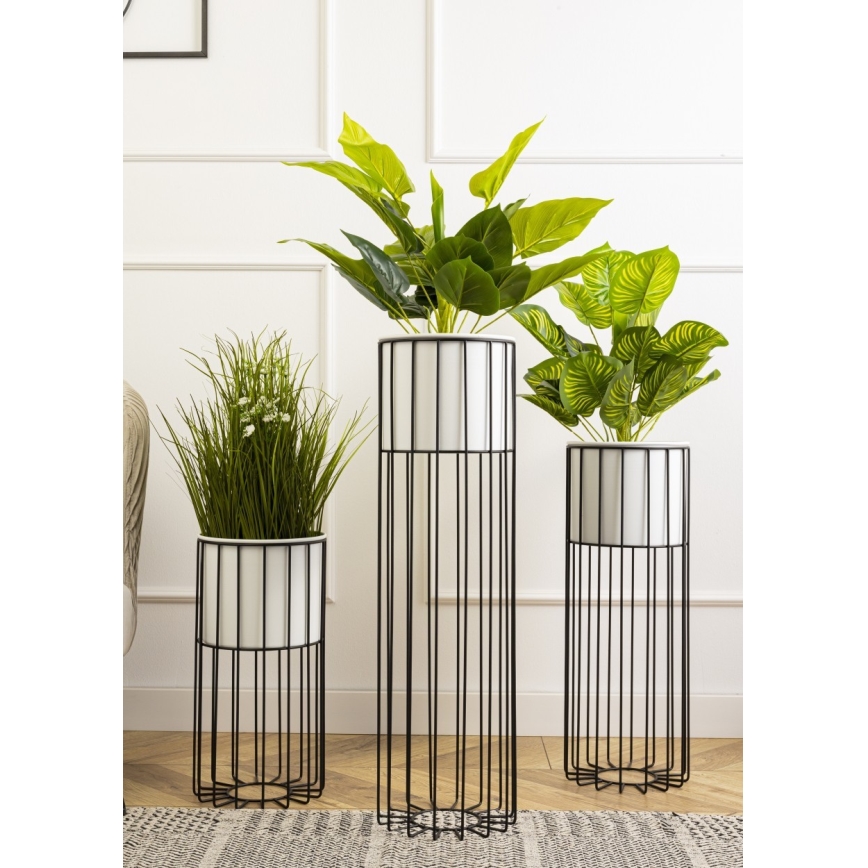 Floreira de metal LOFT 55x20 cm preto/branco