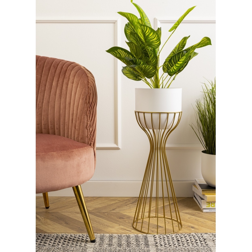 Floreira de metal LOFT 56x20 cm dourada/branco