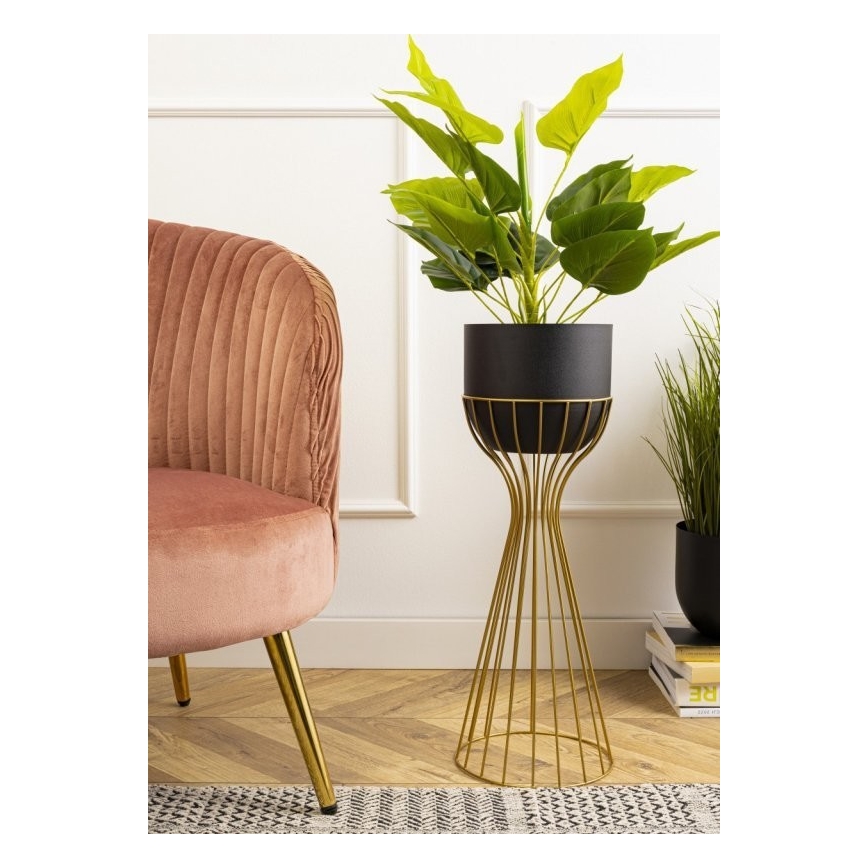 Floreira de metal LOFT 56x20 cm dourada/preto