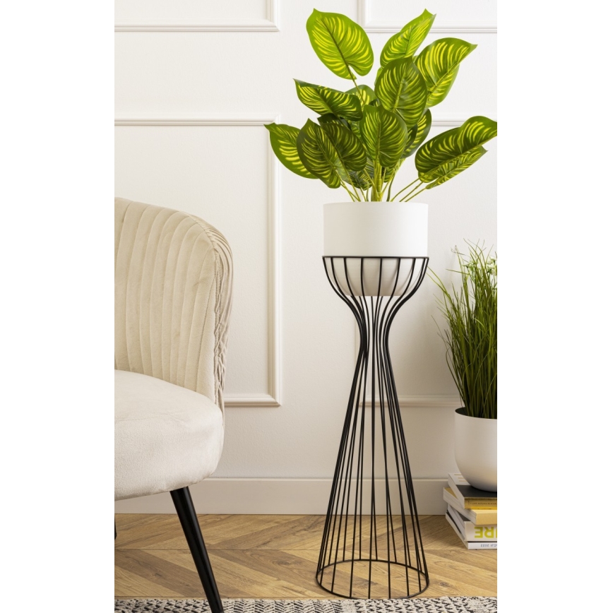 Floreira de metal LOFT 56x20 cm preto/branco