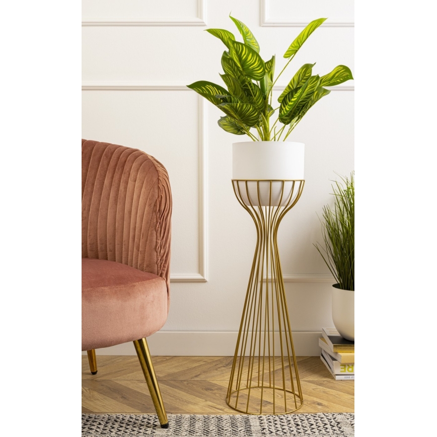 Floreira de metal LOFT 68x20 cm dourada/branco