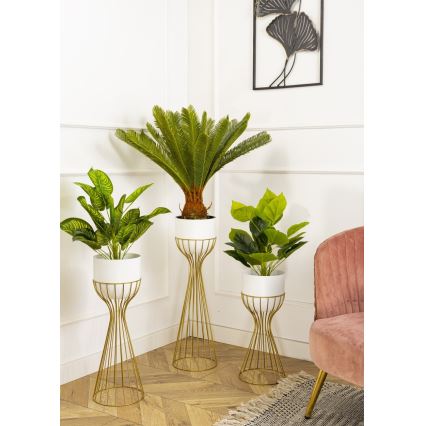 Floreira de metal LOFT 68x20 cm dourada/branco