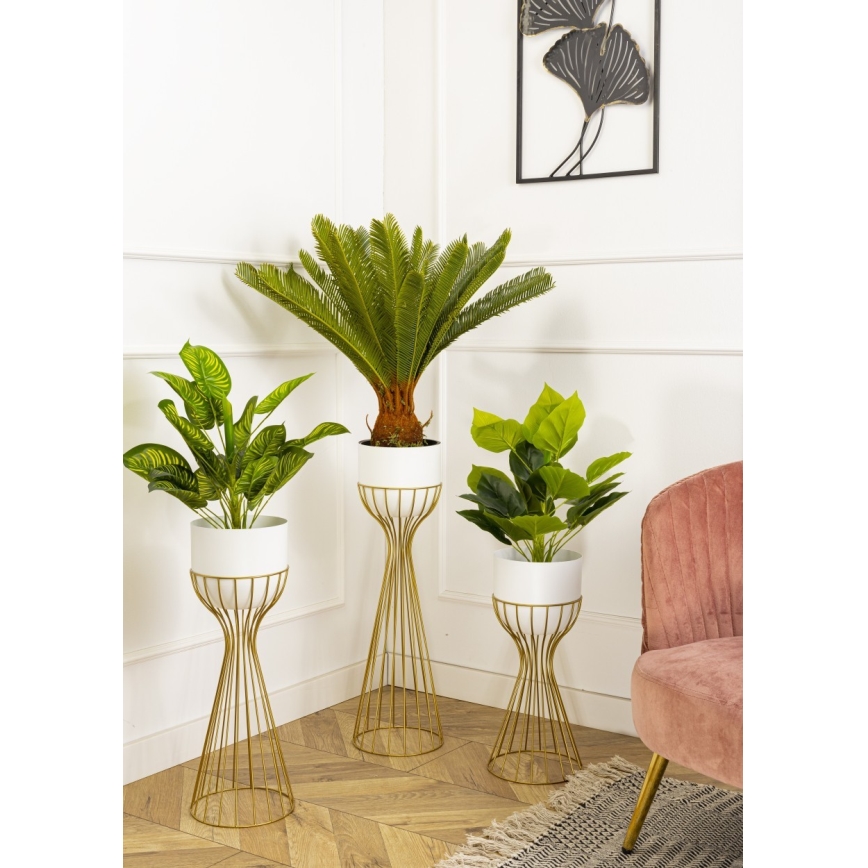 Floreira de metal LOFT 68x20 cm dourada/branco