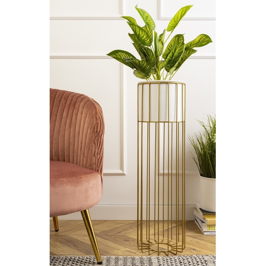 Floreira de metal LOFT 70x20 cm dourada/branco