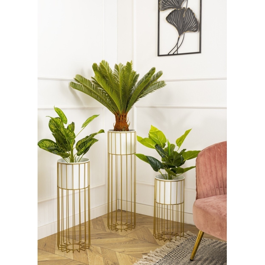Floreira de metal LOFT 70x20 cm dourada/branco