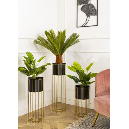 Floreira de metal LOFT 70x20 cm dourada/preto