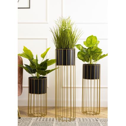 Floreira de metal LOFT 70x20 cm dourada/preto