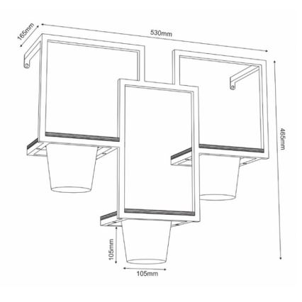 Floreira de parede 46x53 cm preto