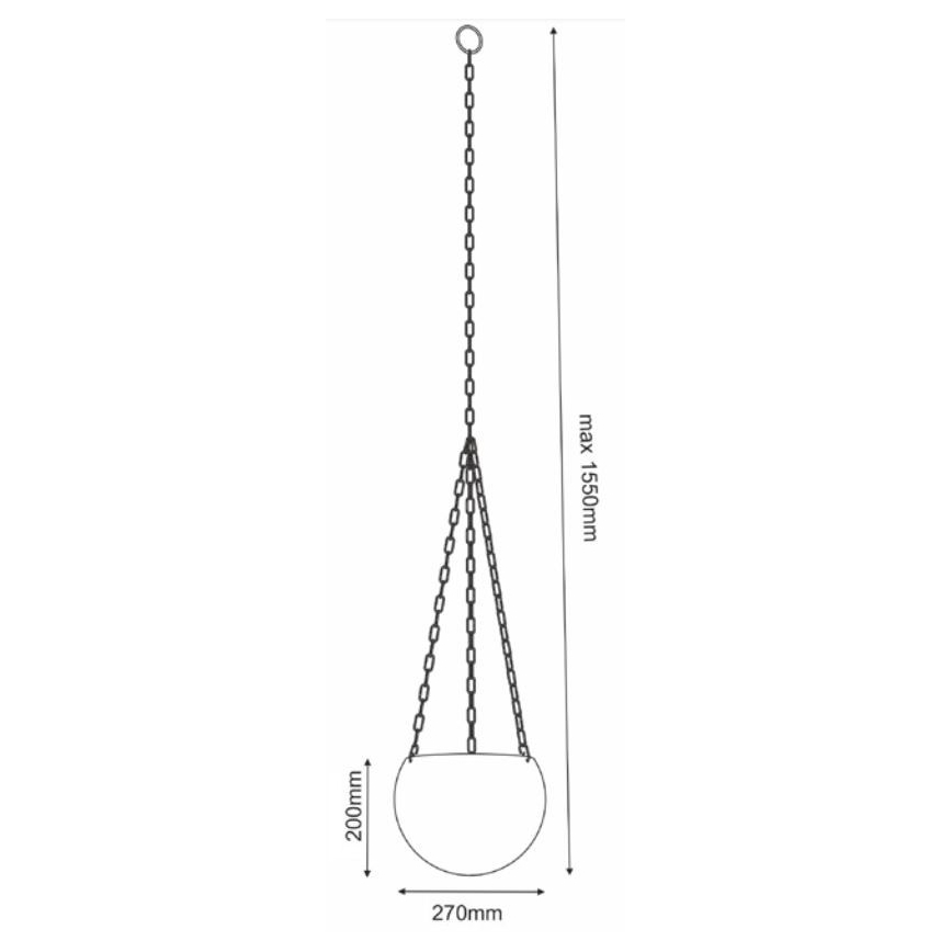 Floreira suspensa 155x27 cm preto