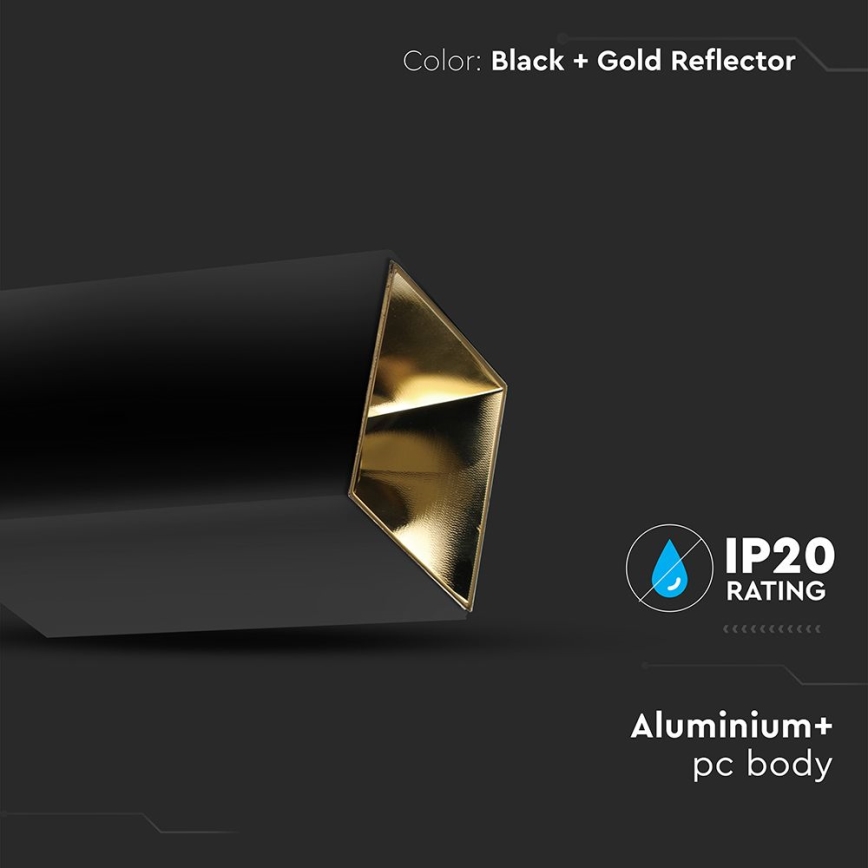Foco 1xGU10/35W/230V preto/dourado