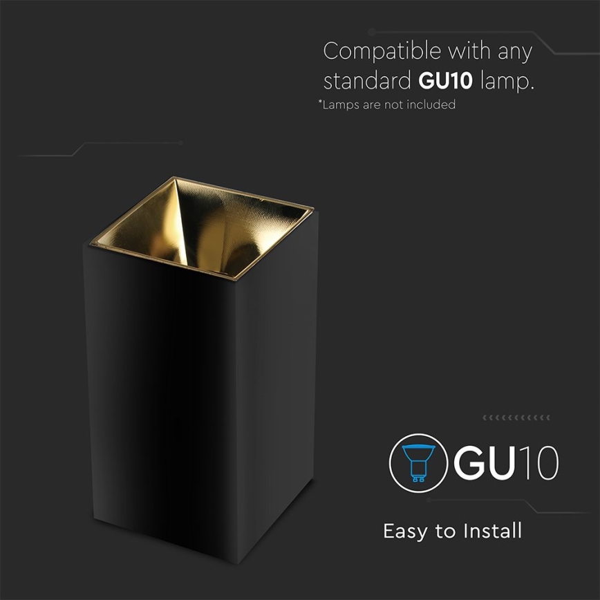 Foco 1xGU10/35W/230V preto/dourado