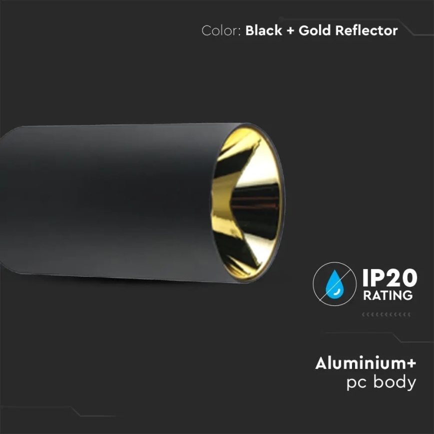 Foco 1xGU10/35W/230V preto/dourado