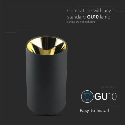 Foco 1xGU10/35W/230V preto/dourado