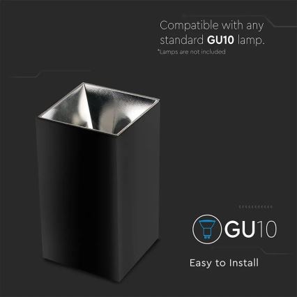 Foco 1xGU10/35W/230V preto/prateado