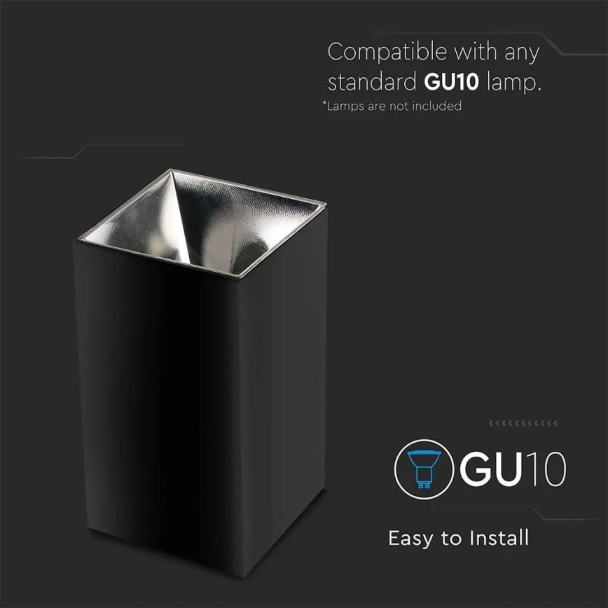 Foco 1xGU10/35W/230V preto/prateado
