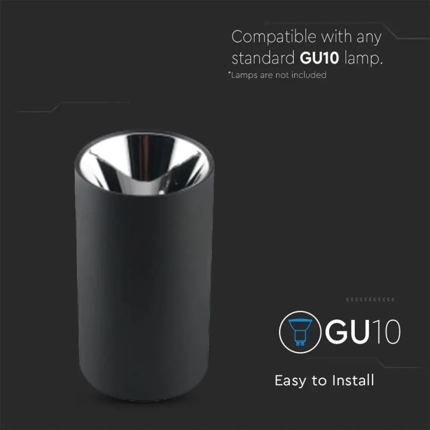 Foco 1xGU10/35W/230V preto/prateado