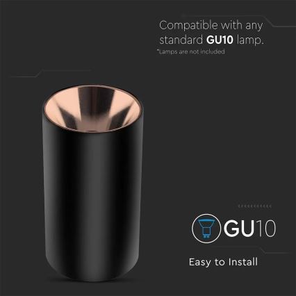 Foco 1xGU10/35W/230V preto/Rosa dourado