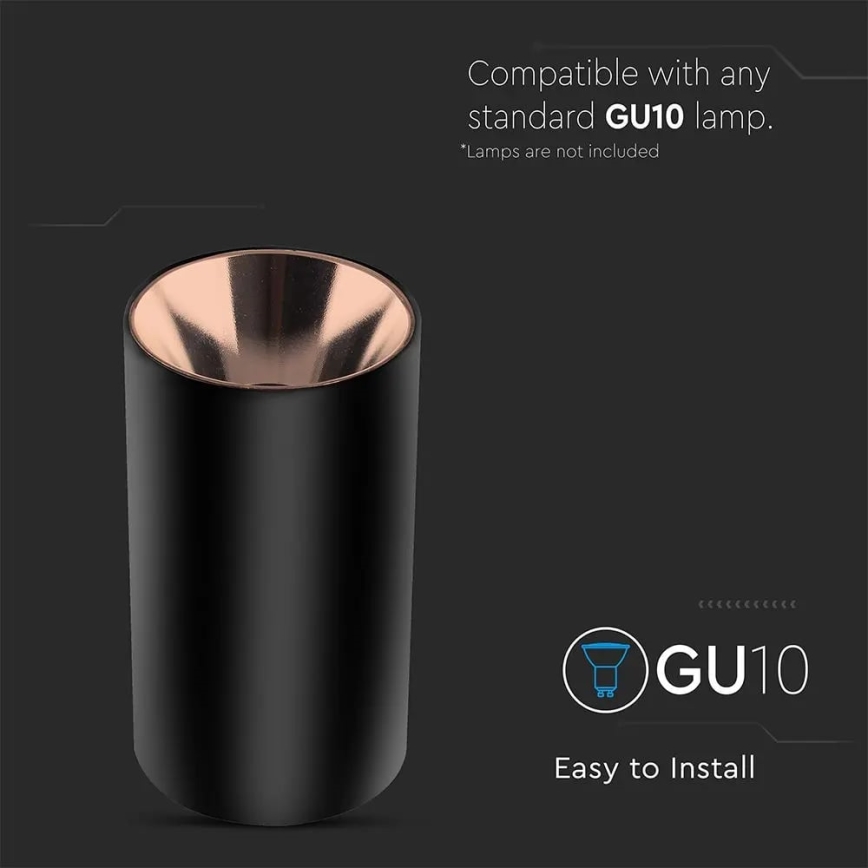 Foco 1xGU10/35W/230V preto/Rosa dourado
