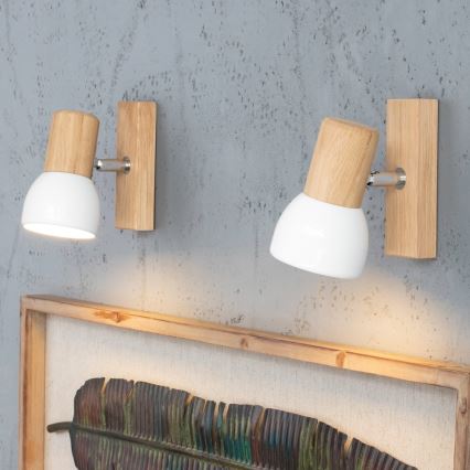 Foco de parede SVENDA 1xE27/60W/230V carvalho - certificado por FSC
