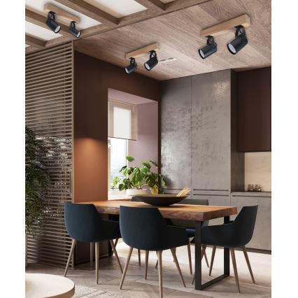 Foco 2xGU10/50W/230V faia/preto
