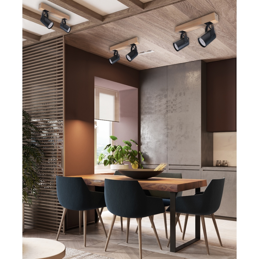 Foco 2xGU10/50W/230V faia/preto
