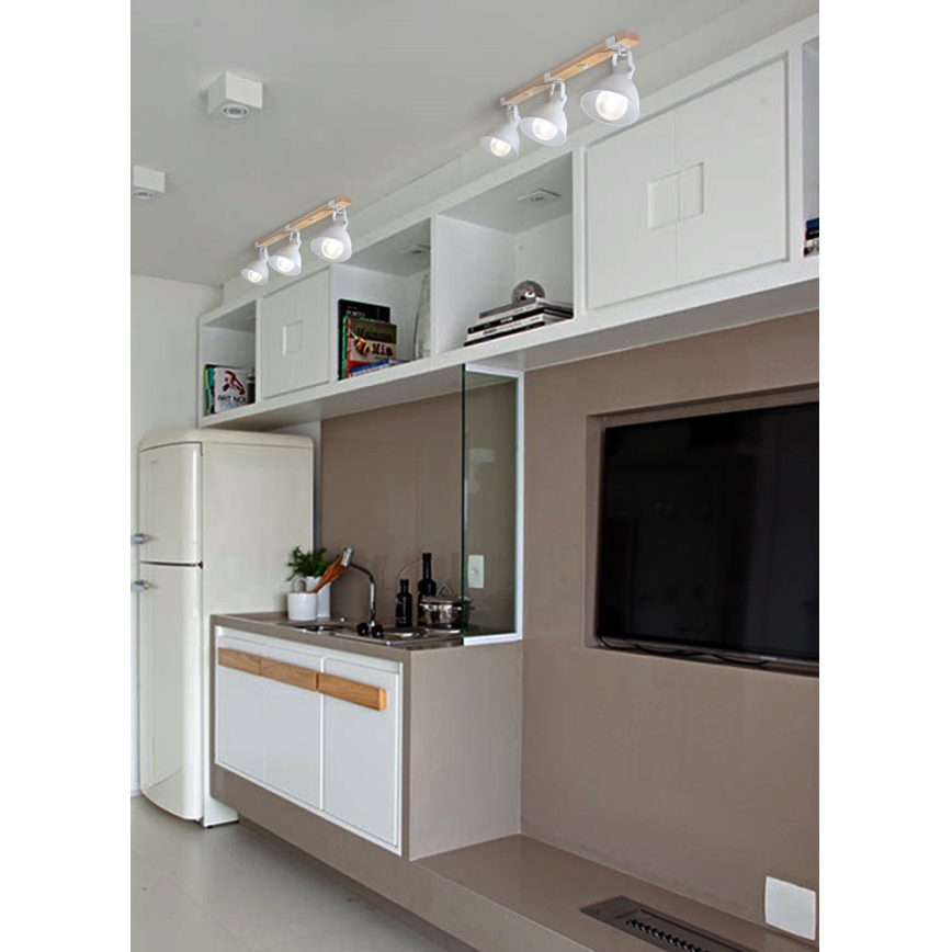 Foco 3xE27/40W/230V faia/branco